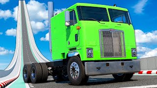 Hitting a MEGA RAMP in SEMI TRUCKS! (BeamNG) screenshot 3