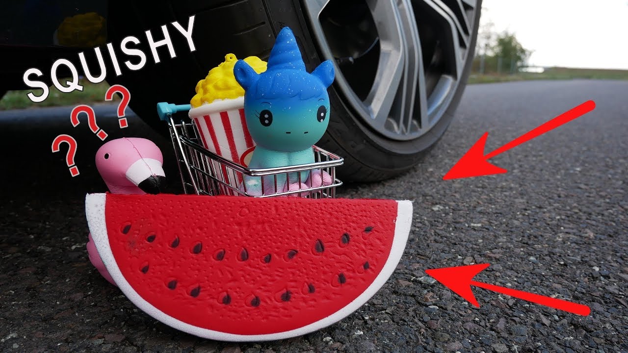 Squishy Watermelon vs Car Experiment Crushing soft things by car