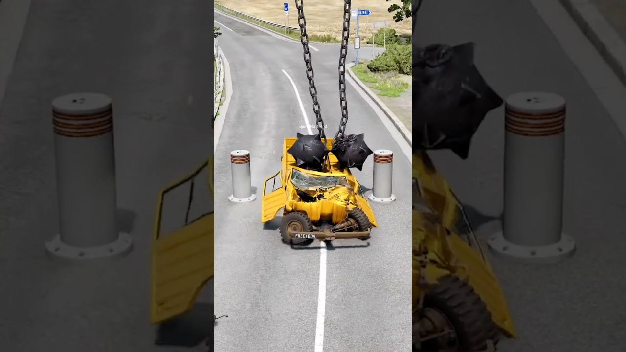 Car Chain Barrier Bollard Crash 