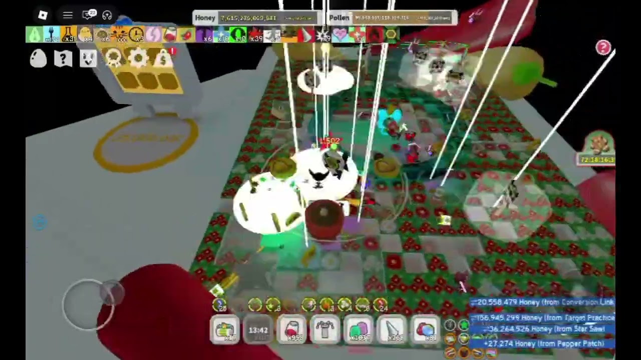 Full gifted late game red hive in Bee Swarm Simulator.