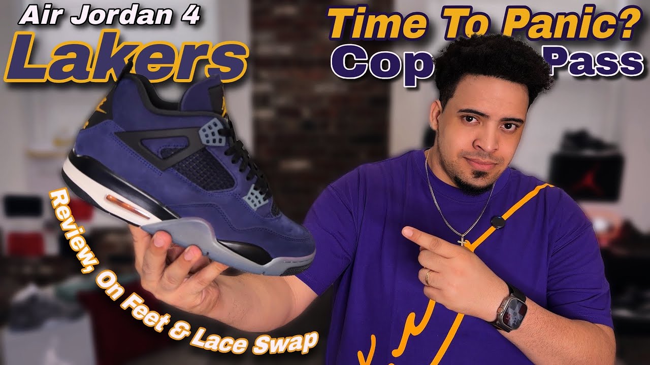 The Jordan 4 Lakers Will Be A Problem? Cop or Pass ? Review, On Feet, Lace Swap 