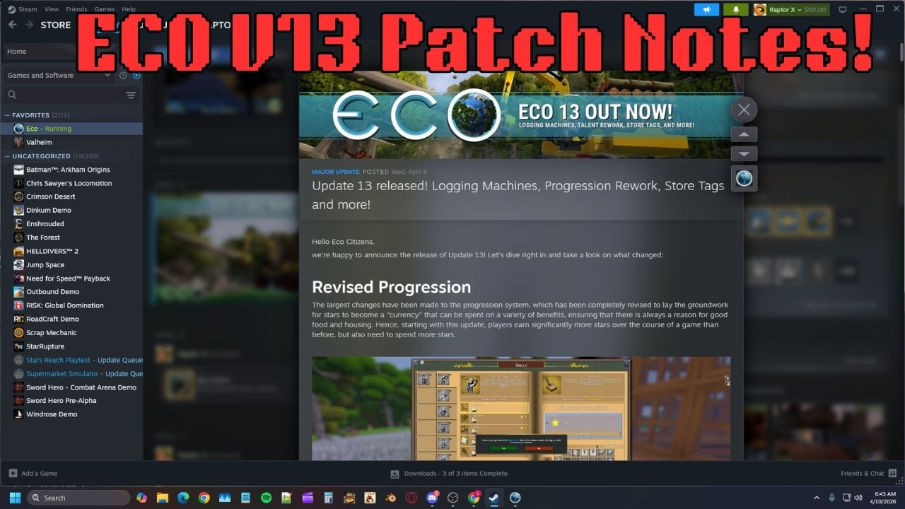 ECO V13 Patch Notes, Big Changes to Progression! | Raptor X | Patch ...