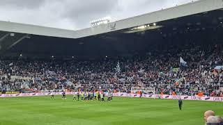 Gallowgate applauding their team after the victory over Tottenham