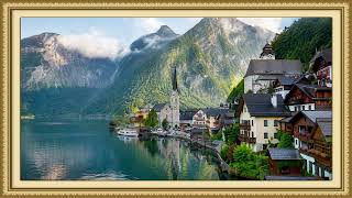 Alpine Village by Tranquil Lakeside | Ambient Art 4k Displays