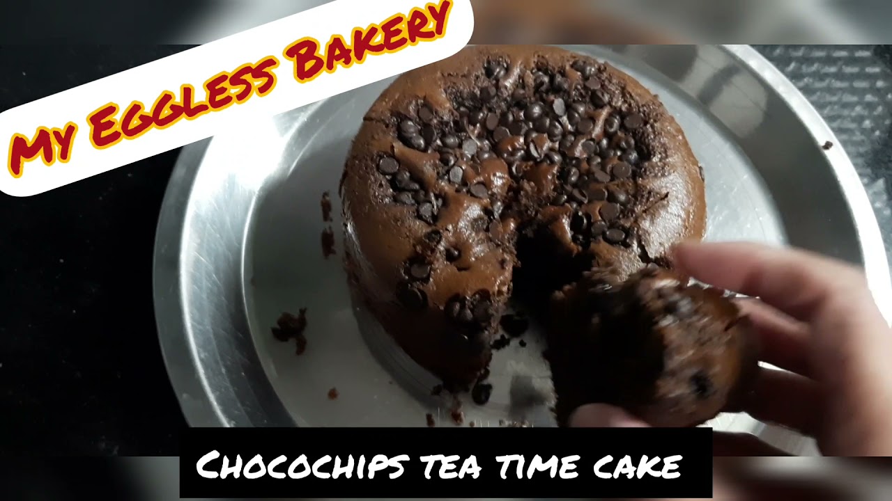 Eggless Chocochips tea time cake 