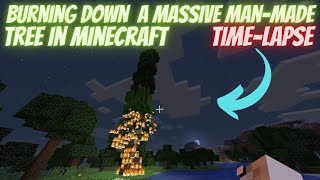 Burning Down A MASSIVE Man-Made Tree Minecraft Time-Lapse