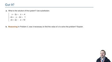 Algebra 2 3-5 Systems With Three Variables: Problem 3 - Solving a System Using Substitution