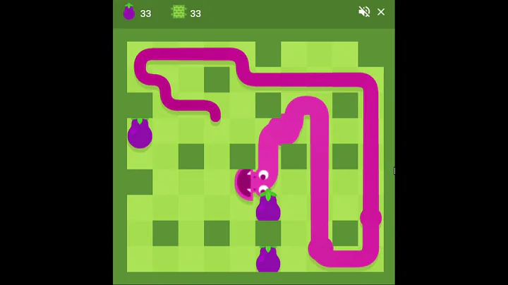 Google Snake Game Wall Mode Small 3 Apples Score: 34