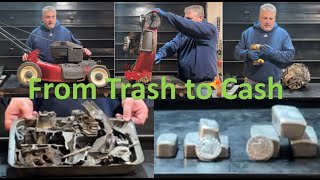 Lawnmower Teardown / Trash to Cash #melting #satisfying #aluminum #trashtotreasure #smelting