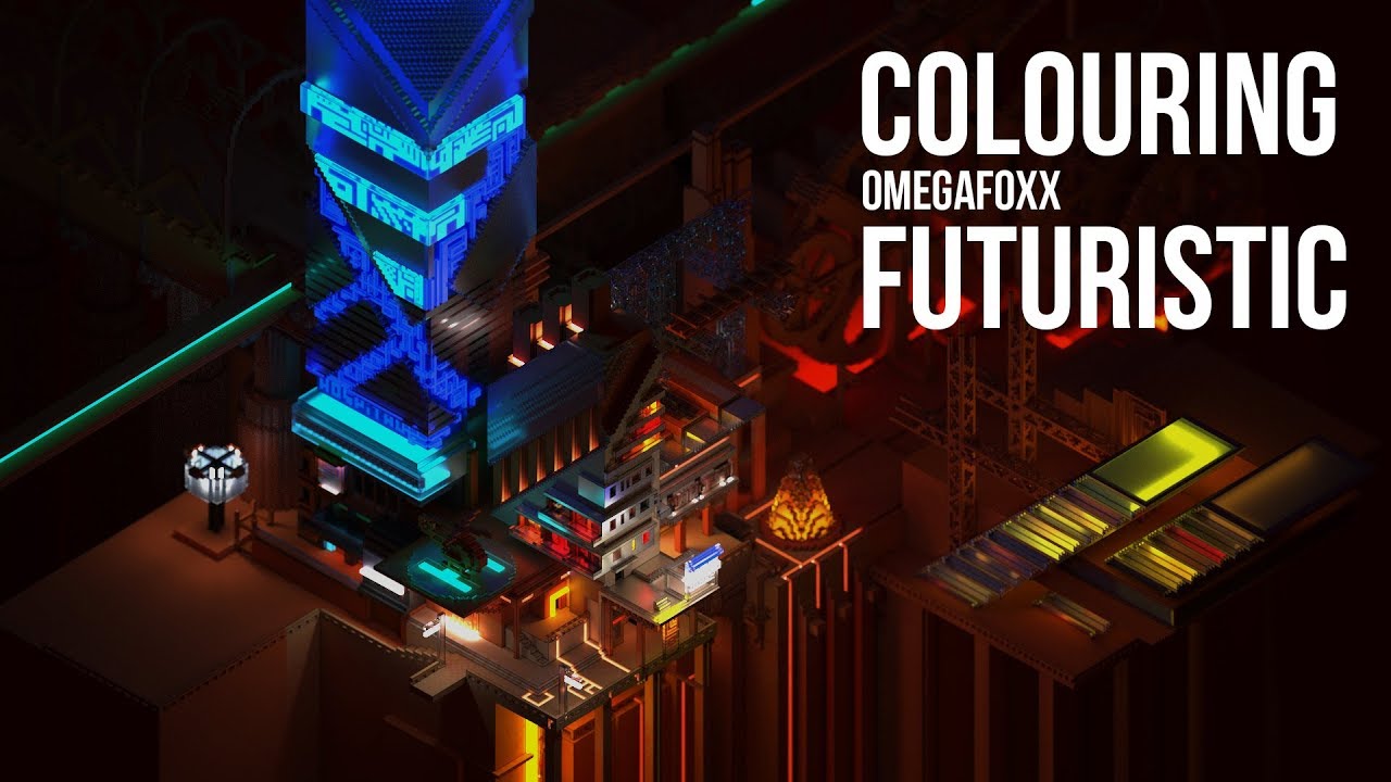 [Magicavoxel] Colouring futuristic scene - YouTube