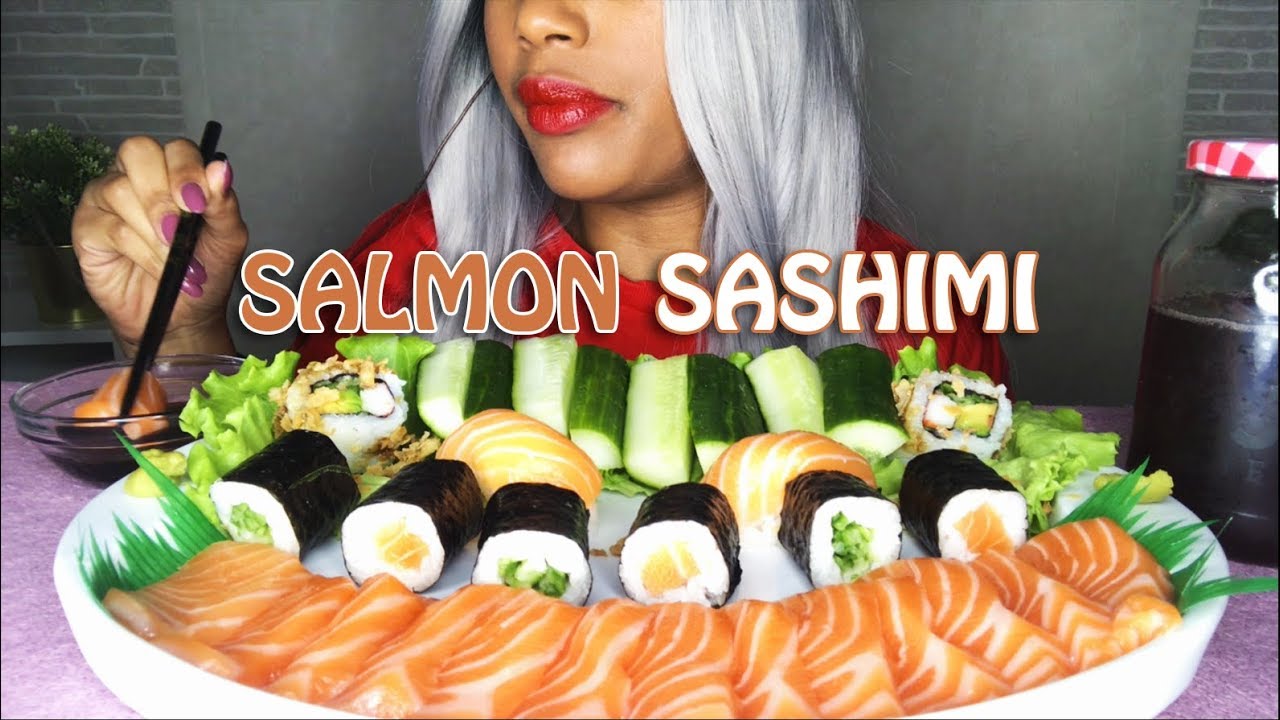 ASMR SALMON SASHIMI + SUSHI┃SOFT SPOKEN┃REQUESTED EATING SOUNDS┃연어덮