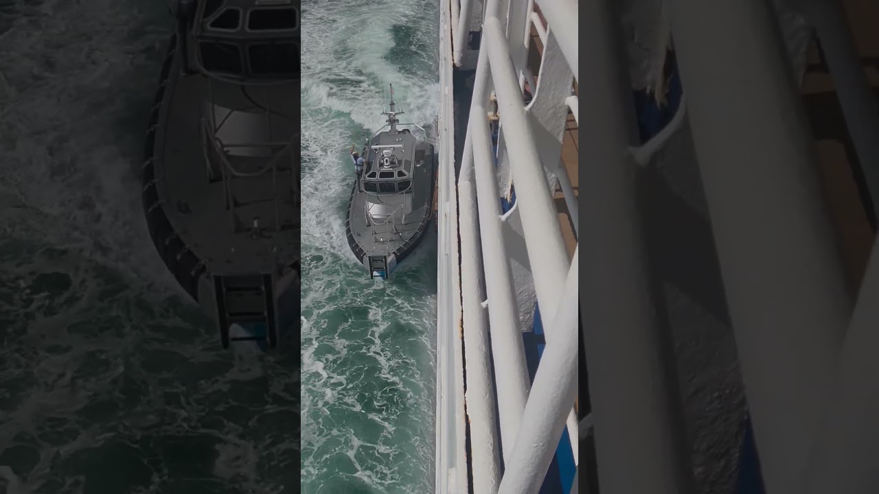 Watching the Harbor Pilot Disembark Caribbean Princess  Port Canaveral #short #cruiseship #maritime