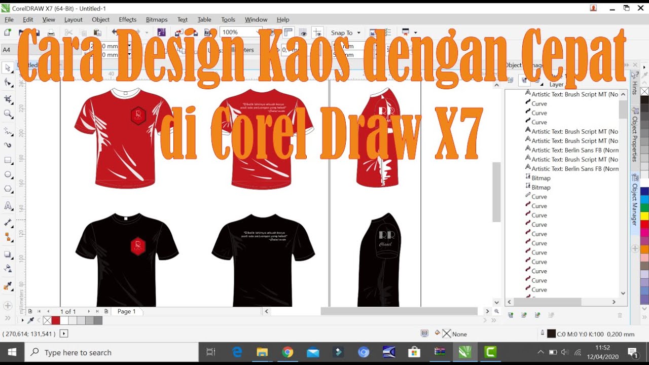  Cara  Design Kaos denga Cepat di  Corel Draw  X7  YouTube