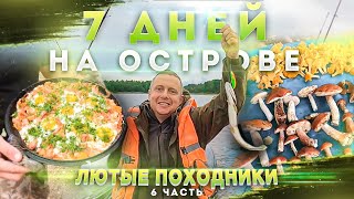 7 дней из жизни ЛЮТЫХ ПОХОДНИКОВ на острове. Троллинг щуки. Картошечка с грибами. Коптим рыбу.Часть6