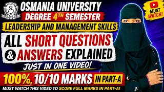 LMS SHORT Q&A | Degree Semester-4 Leadership & Management skills PART-A 10/10 Marks✅💯/ O.U