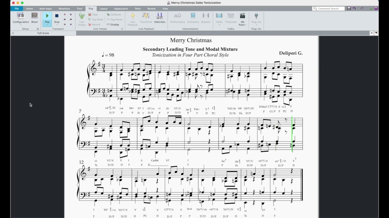 Merry Christmas Tonicization with Secondary Leading Tone and Modal Mixture - By Gabe Deliperi