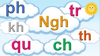 Bảng chữ ghép tiếng việt lớp 1 | 11 phụ âm ghép tiếng việt | Dạy bé học chữ ghép - Thanh nấm