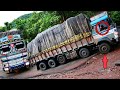 Overloaded 14 Wheel Truck Got Stopped While Climbing Ghat Road | Lorry Videos | ABS Trucks