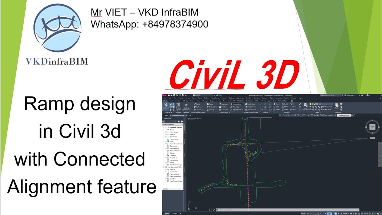 Ramp design in Civil 3d with Connected Alignment feature YouTube