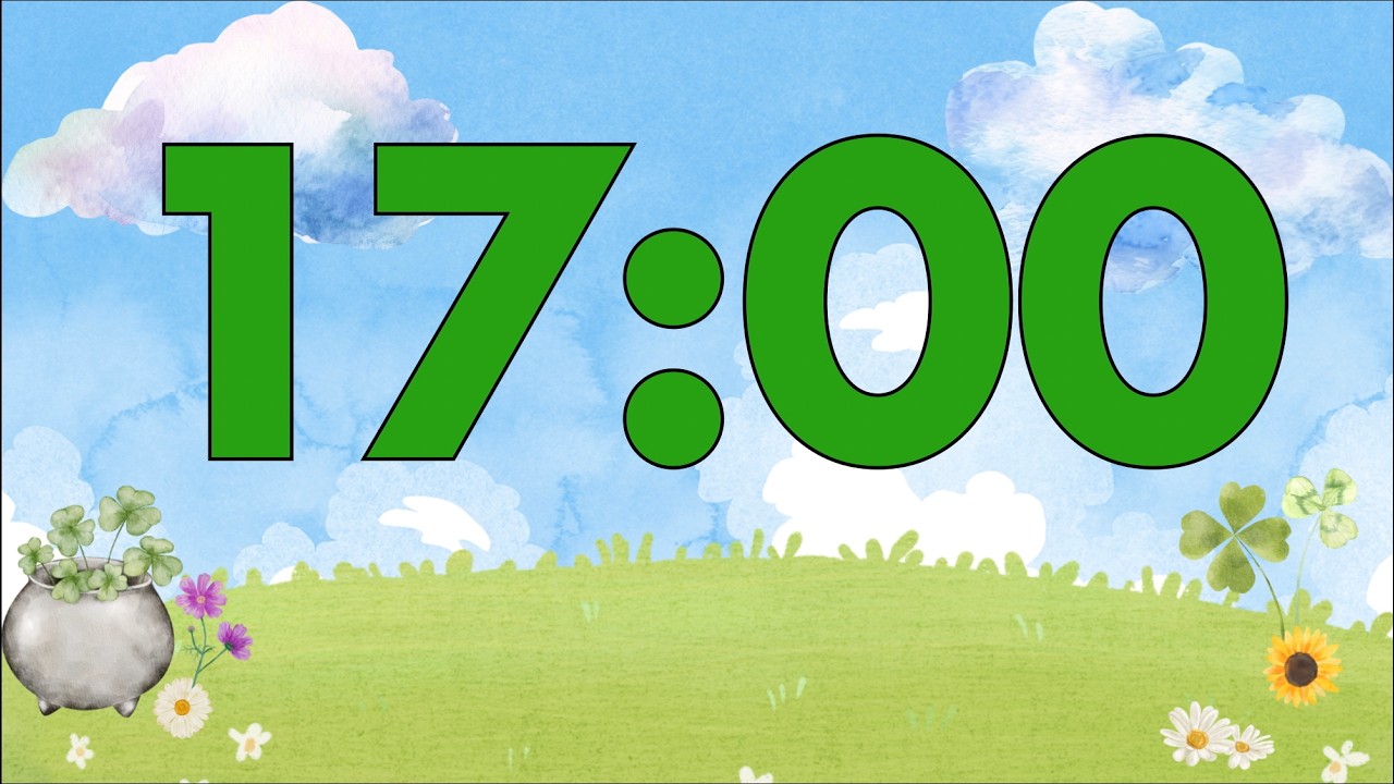 17 Minute Saint Patrick’s Day Classroom Timer (Fun Harp Alarm at End, No Music)