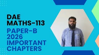 DAE maths - 113 | Paper B 2026 | Important chapters