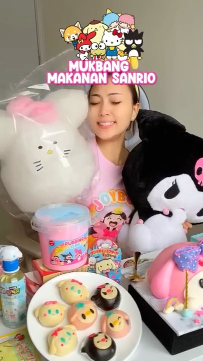 MUKBANG ALL SANRIO FOOD😱🥳 #mukbang #sanrio #fyp