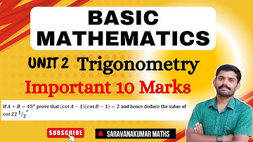 If A+B=45 Prove that (cot⁡A-1)(cot⁡B-1)=2 and hence deduce the value of cot⁡ 22 1/2 | Easy Method