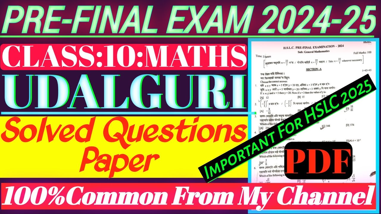 Pre Final Exam 2024-25 | Maths | Class 10 | class 10 pre final exam maths questions paper 2024-25 |