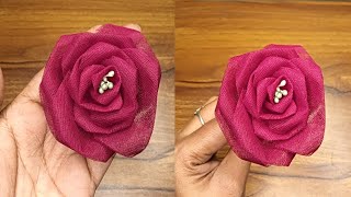DIY how to make rose from organdy cloth || cloth flower design