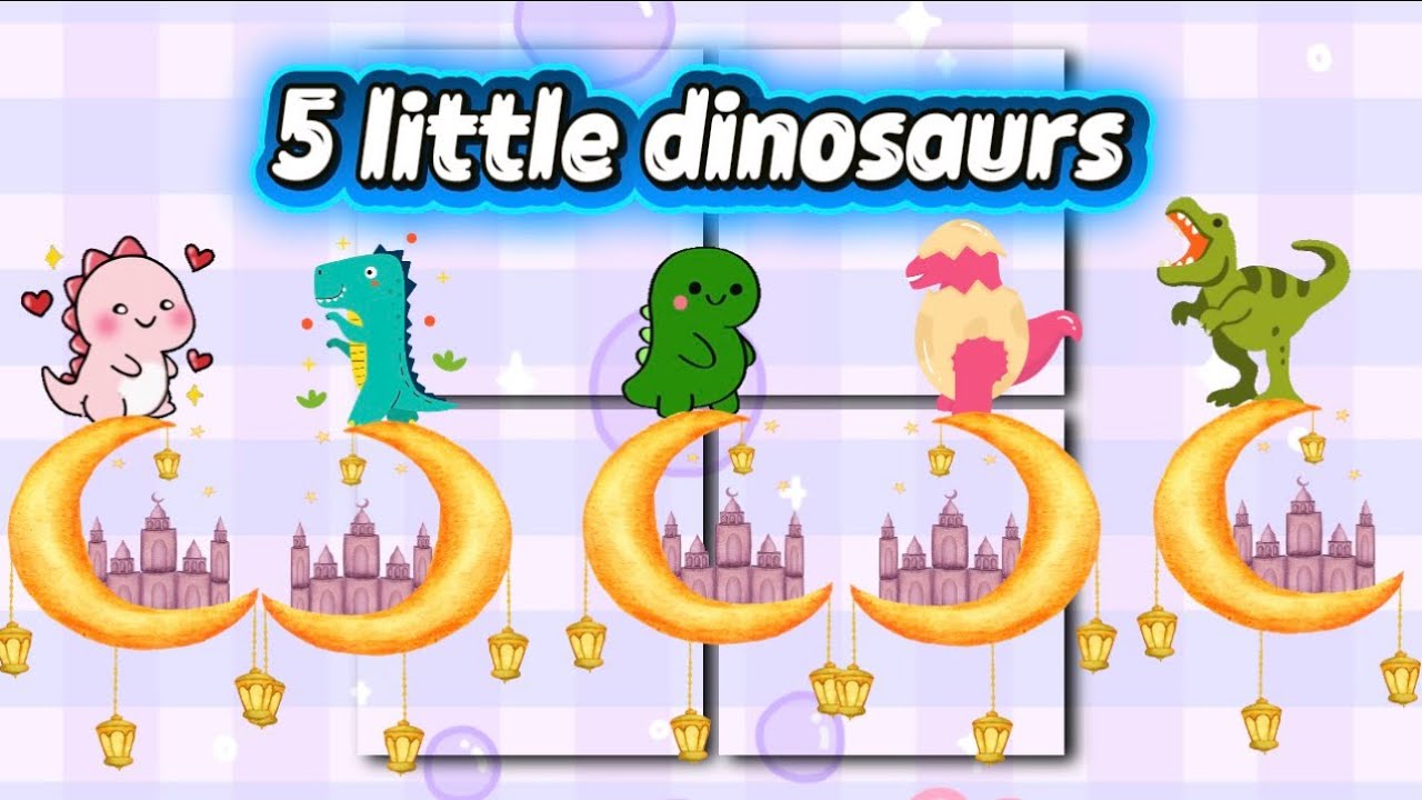 Five Little Dinosaurs Jumping on the Moon 🌙 | Song for Kids & toddlers | Boo Boo Club