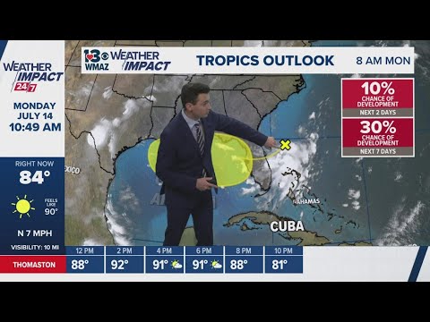 NHC monitoring an area of potential tropical development (8 AM Monday ...