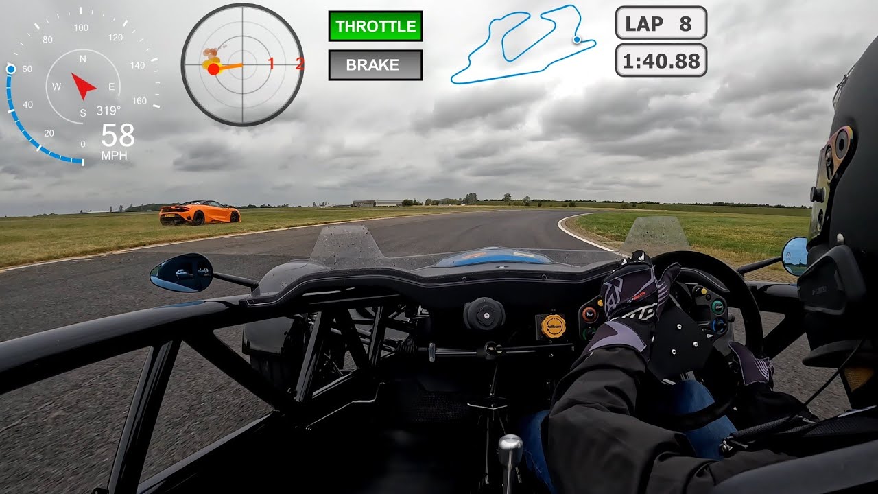 Supercar beating Ariel Atom 4 vs McLaren 750S, Altura & Porsche GT3 RS - Bedford -8 Aug 24- Dashware