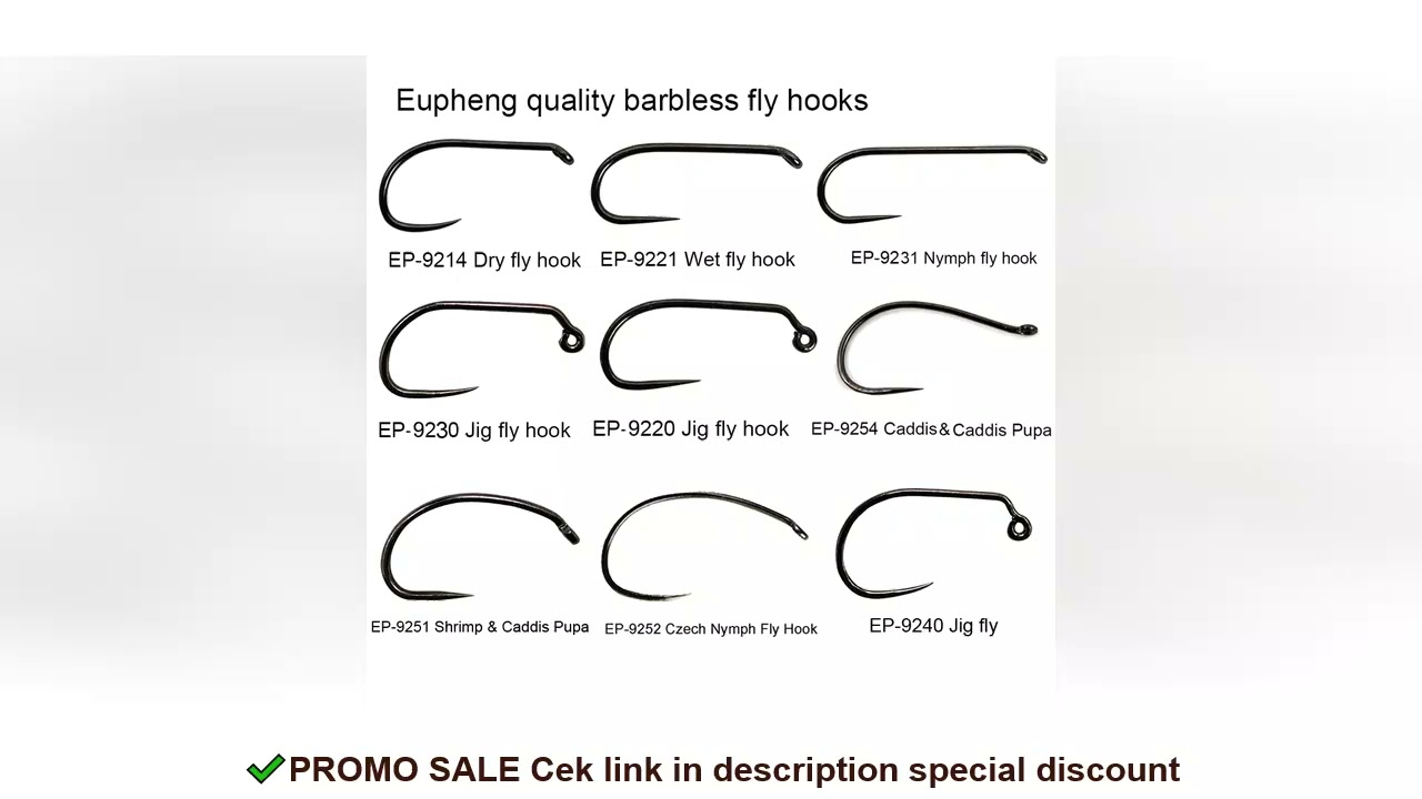 Eupheng 100Pcs Fly Fishing Hook Barbless fly tying hook Fishing Dry Nymph Shirmp Wet Caddis Fly Hook