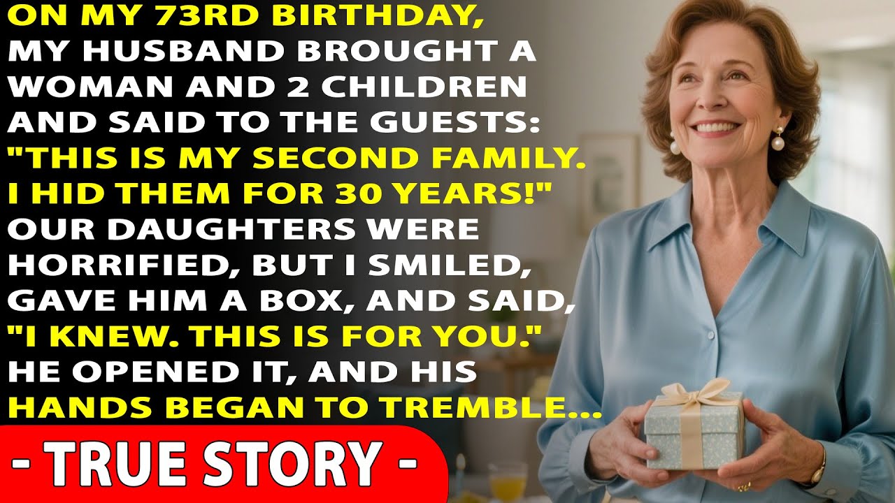 On my birthday, my husband brought a family he had hidden 30 years — I smiled and gave him a box...