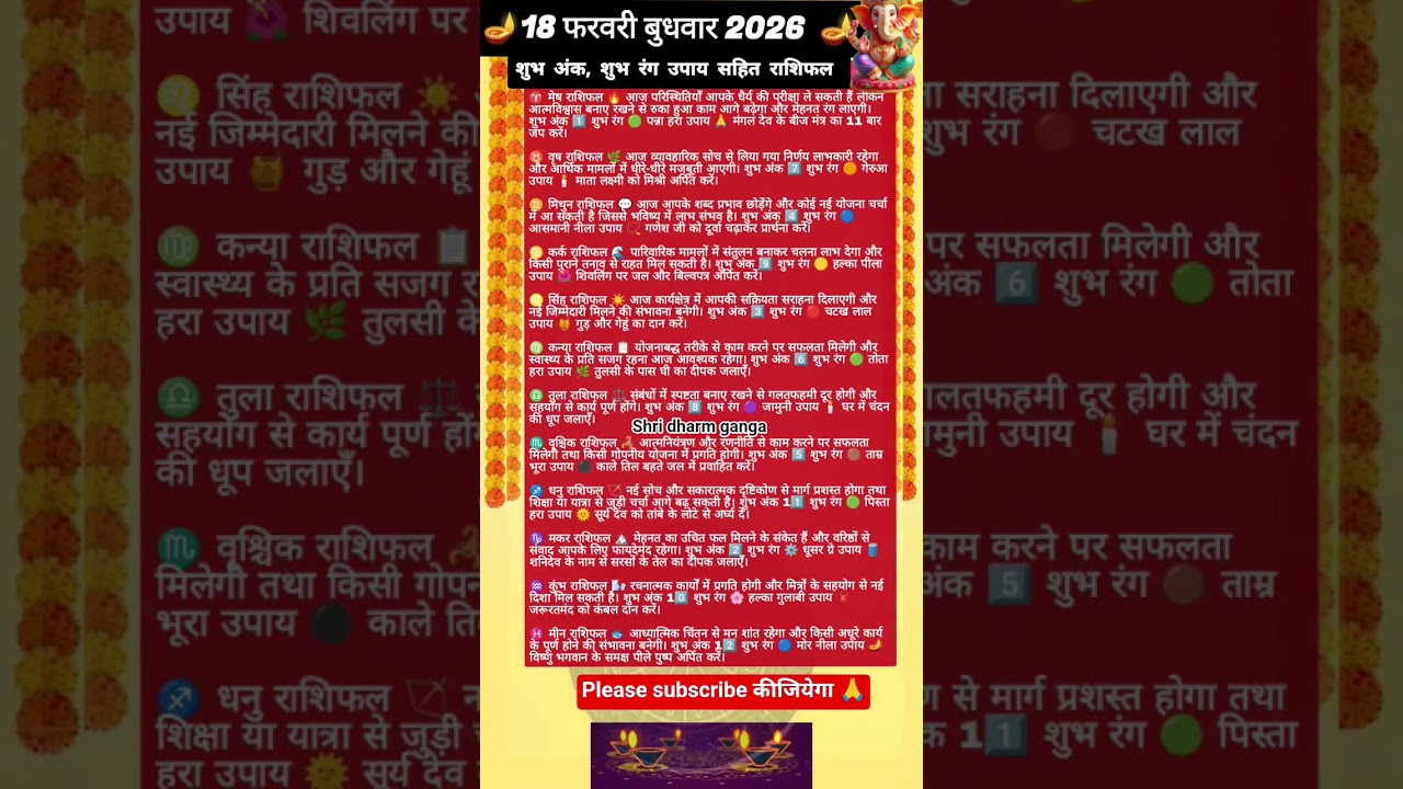 18 फरवरी आज का राशिफल/Horoscope today 18 February/aaj ka rashifal 