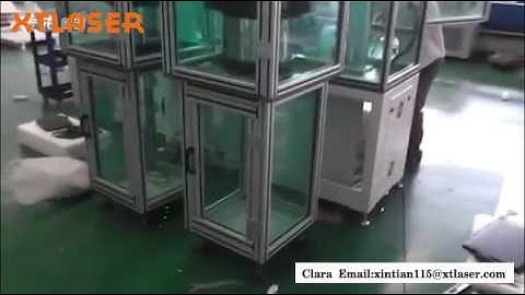 Fiber Laser Marking Machine with PLC, one computer controlling 2 marking heads clip