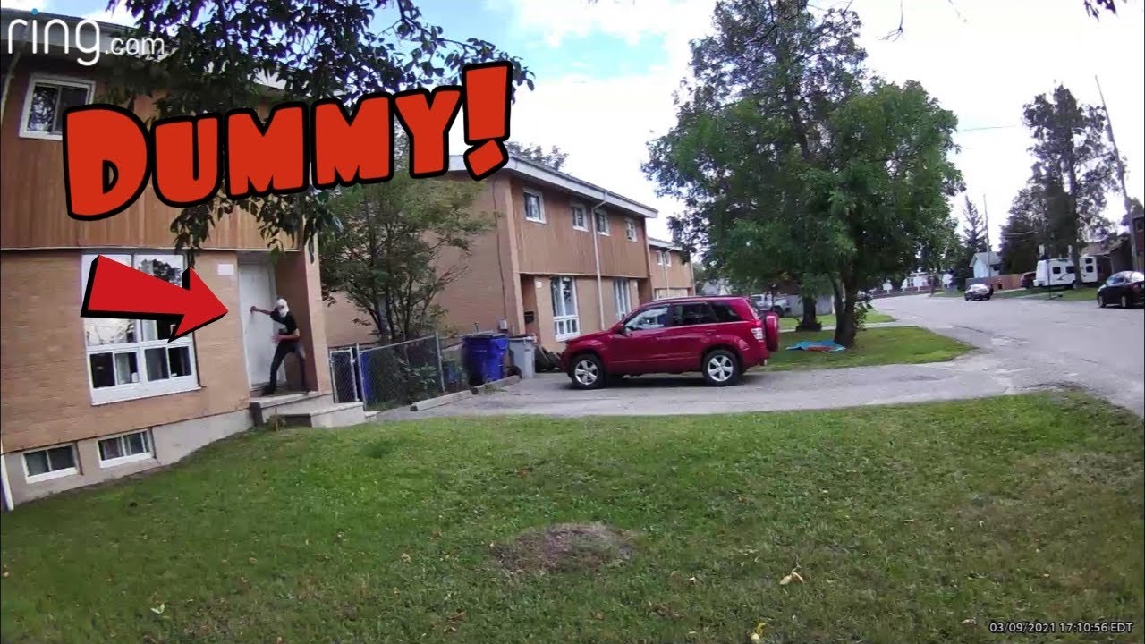 Dummy Caught On Ring Cam Knocking On Door And Running Away While Nobody’s Home (Timmins, Ontario)