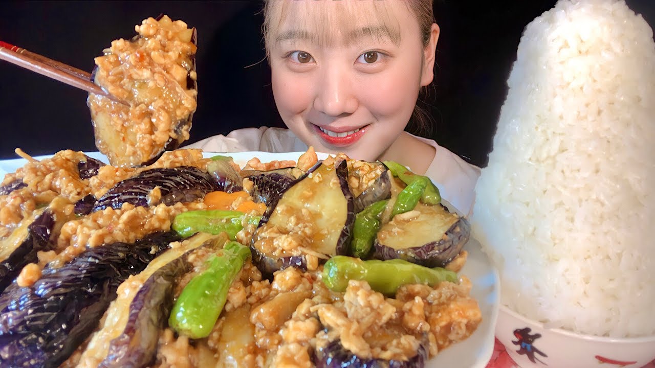 ASMR 麻婆茄子 Mapo Eggplant 중국식 가지볶음【咀嚼音/大食い/Mukbang/Eating Sounds】
