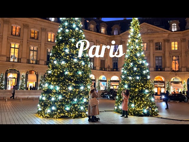 France, Paris, Place de Vendome, Ritz Hotel with Christmas