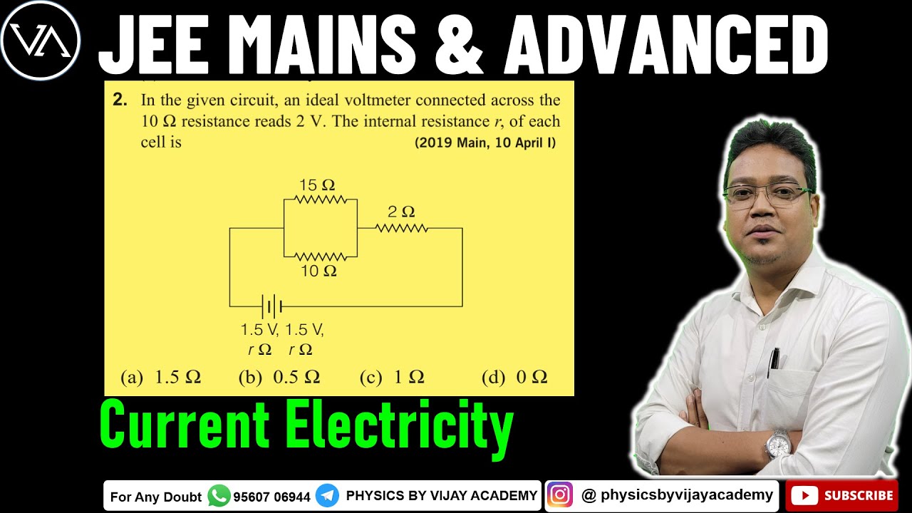In the given circuit an ideal voltmeter connected across the10 Ω