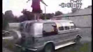 fat kid falls off van