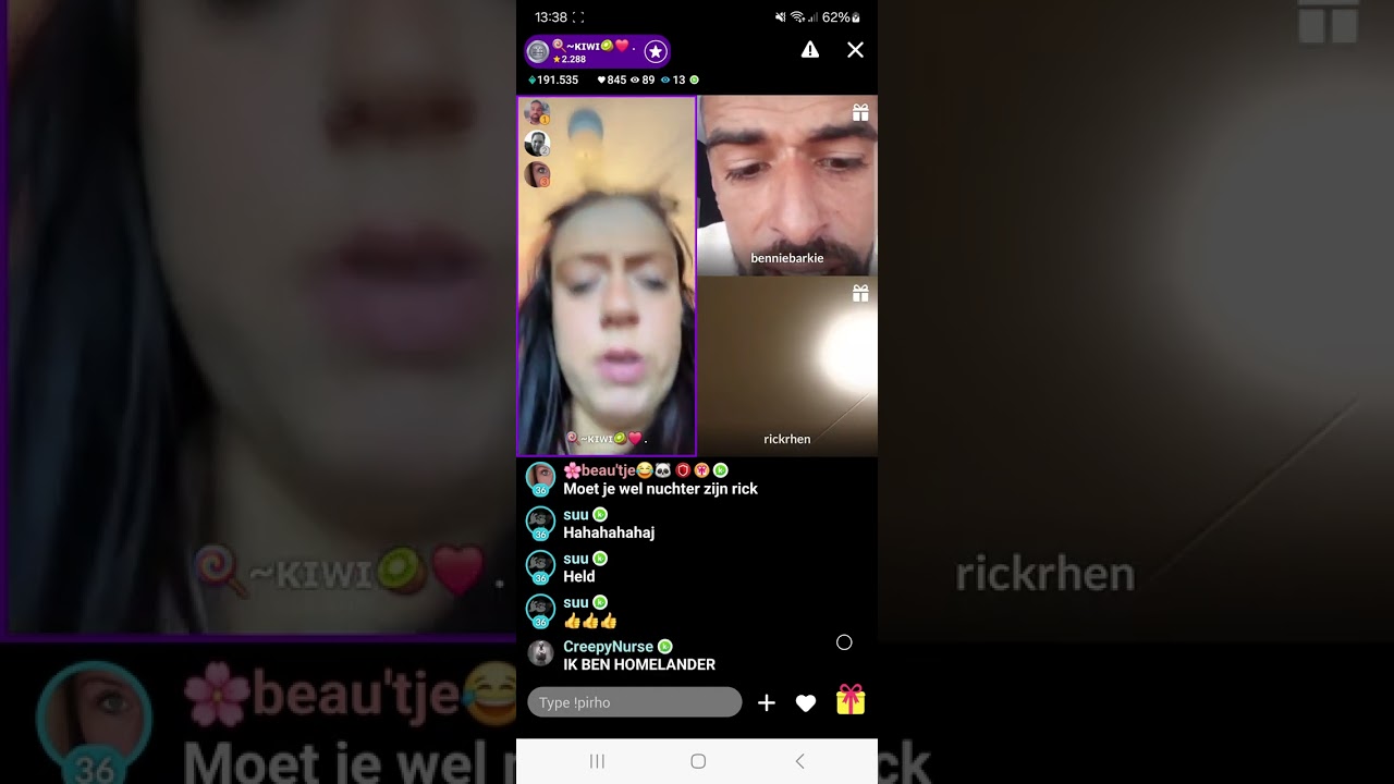 BennieBaffie fitti met Zuiplap RickRhenen in stream van naïeve kalkoenkin Kiwi. 🤡🍿😄