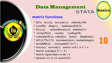 Matrix Functions|| STATA || Data Management || Econometrics Melody || U/Graduate || Mphil /Phd
