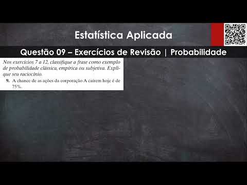 Questão 09 - Revisão (Capítulo 03) | Probabilidade (Estatística Aplicada)