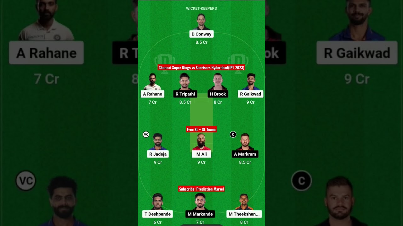 CSK vs SRH | Dream11 Team Prediction | 