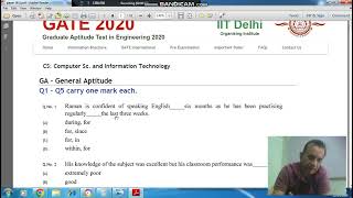 Q1 Gate General Aptitude (GA) Gate CS 2020