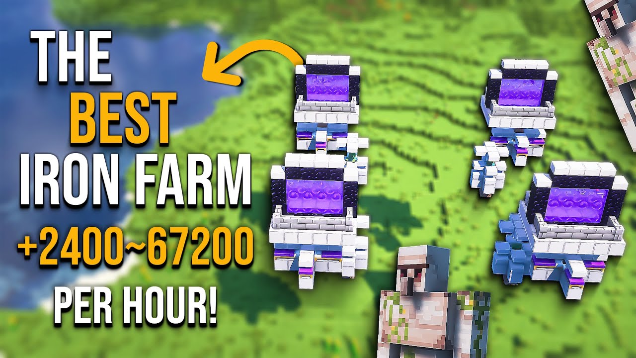 Minecraft best iron farm 1 21 new 2400 67200 per hour youtube