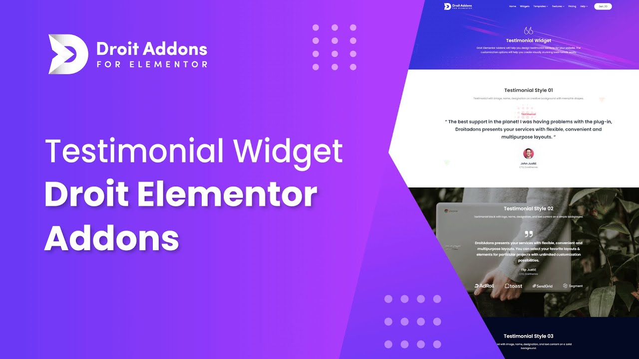 Testimonial Widget | Droit Addons for Elementor - YouTube