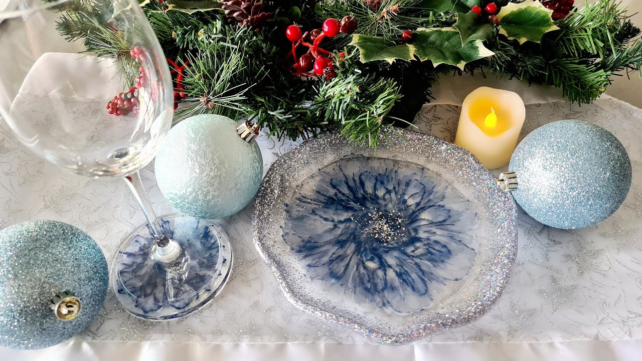 1335 Delicate Blue, White And Silver 3D Flower Resin Dish YouTube