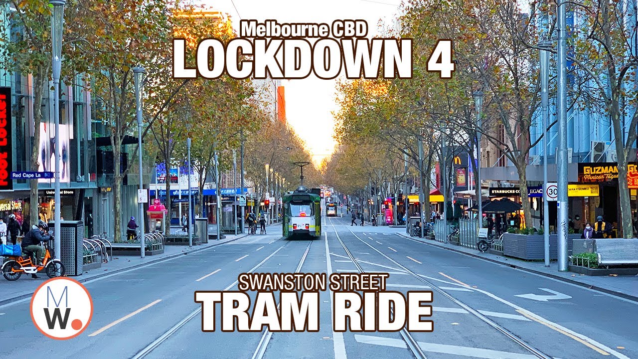 Melbourne CBD: LOCKDOWN 4🔐Tram Ride up and down Swanton Street in an Empty City🚋【4k】